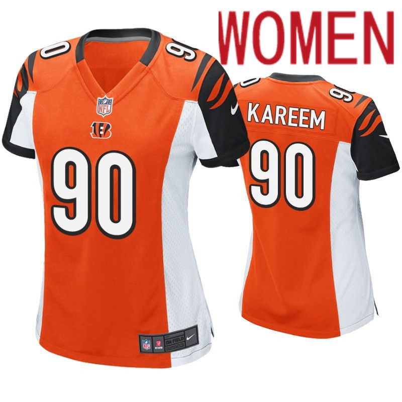 Women Cincinnati Bengals 90 Khalid Kareem Nike Orange Game NFL Jersey